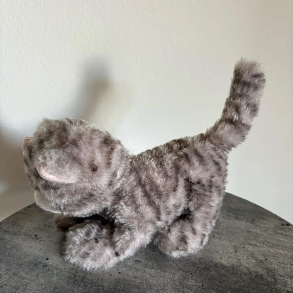 Little Gray Cat Plush Pink Nose Pink Bow The Petting Zoo Soft Cuddlie